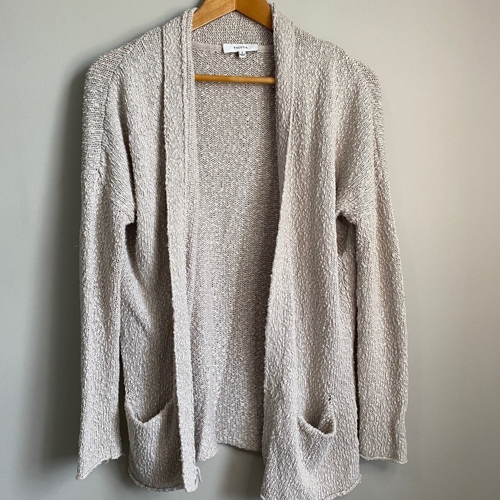 Talula Women's Light‎ Beige Open Front Loose Knit Cardigan Sweater Size Small